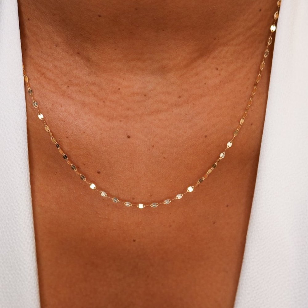 Sparkly Shimmery Glitter Gold Chain Waterproof Necklace Mirror Chain Delicate